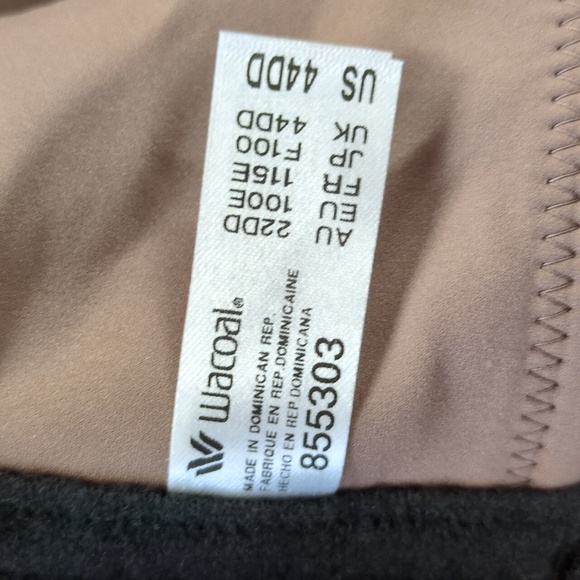 Wacoal Back Appeal Black Underwire Bra 855303 Size 44DD - Picture 8 of 9